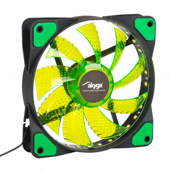 Akyga AW-12E-BG 120 mm korpusa ventilators, 33 zaļas LED, Molex, melns
