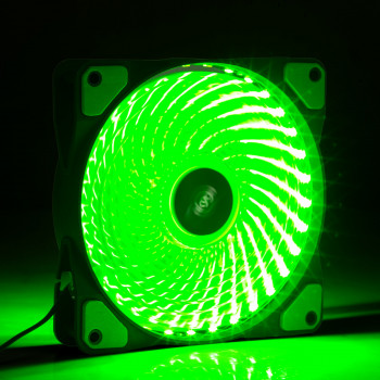 Akyga AW-12E-BG 120 mm korpusa ventilators, 33 zaļas LED, Molex, melns
