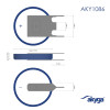 Akyga AKY1086 CR2032 PP3A litija baterija 3 V 210 mAh ar 3 kontaktiem, 4 mm solis (THT)