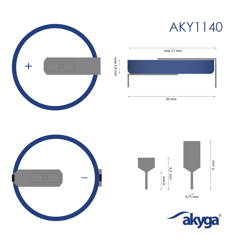 Akyga AKY1140 CR2032 HP2D litija baterija 3 V 210 mAh ar 2 kontaktiem, 20 mm solis