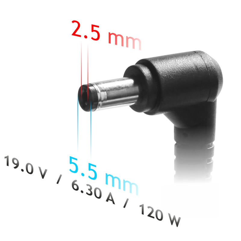 Akyga AK-ND-44 klēpjdatora lādētājs 19 V / 6,3 A, 120 W, 5,5 x 2,5 mm, 1,2 m