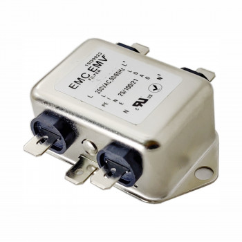 Akyga EN2030-3-F vienfāzes EMI filtrs 3 A, 120–250 V AC, 50/60 Hz, 6,3 mm savienotāji