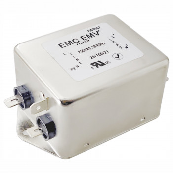 Akyga EN2080-10-F vienfāzes EMI filtrs 10 A, 120–250 V AC, 50/60 Hz, 6,3 mm savienotāji
