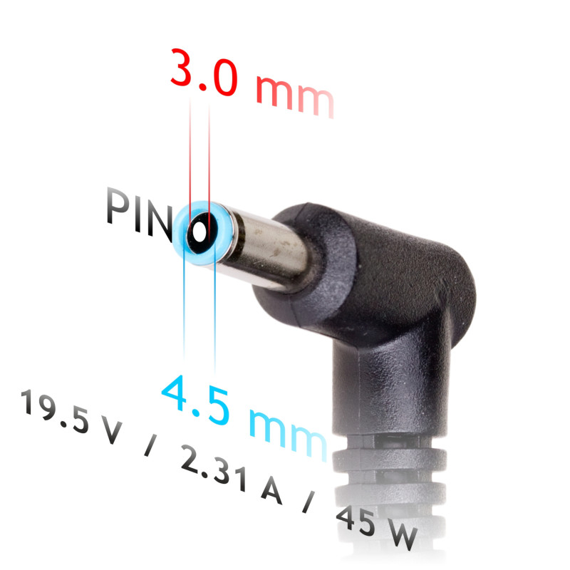 Akyga AK-ND-69 klēpjdatora lādētājs 19,5 V / 2,31 A, 45 W, 4,5 x 3,0 mm + tapa, 1,2 m, saderīgs ar HP