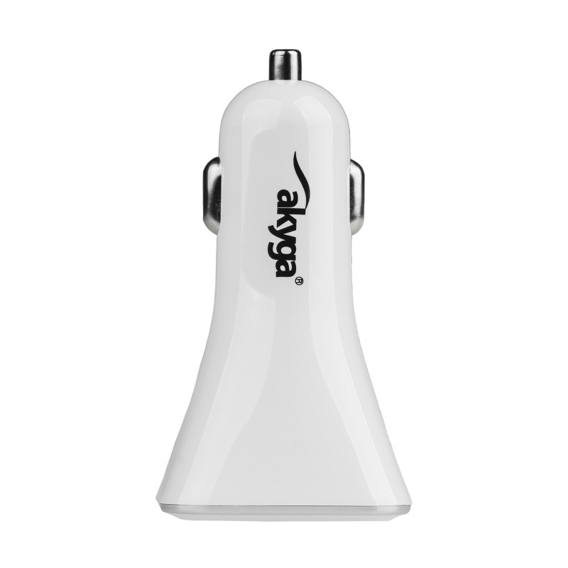 Automašīnas lādētājs 12/24V Akyga AK-CH-08 18W 2x USB-A Quick Charge 3.0 5-12V / 1.5-3A balts