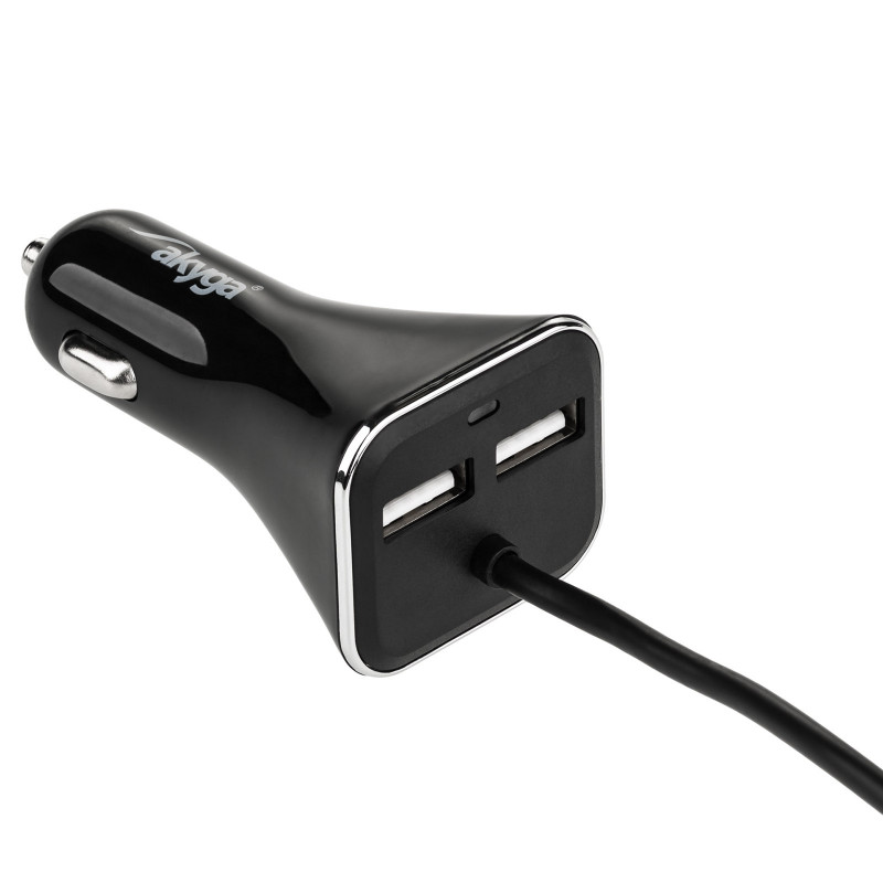 Automašīnas lādētājs 12/24V Akyga AK-CH-10 45W 4x USB-A 5V / 9A modulārs melns