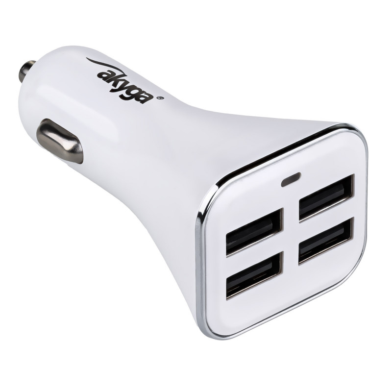 Automašīnas lādētājs 12/24V Akyga AK-CH-09 34W 4x USB-A 5V / 6.8A balts