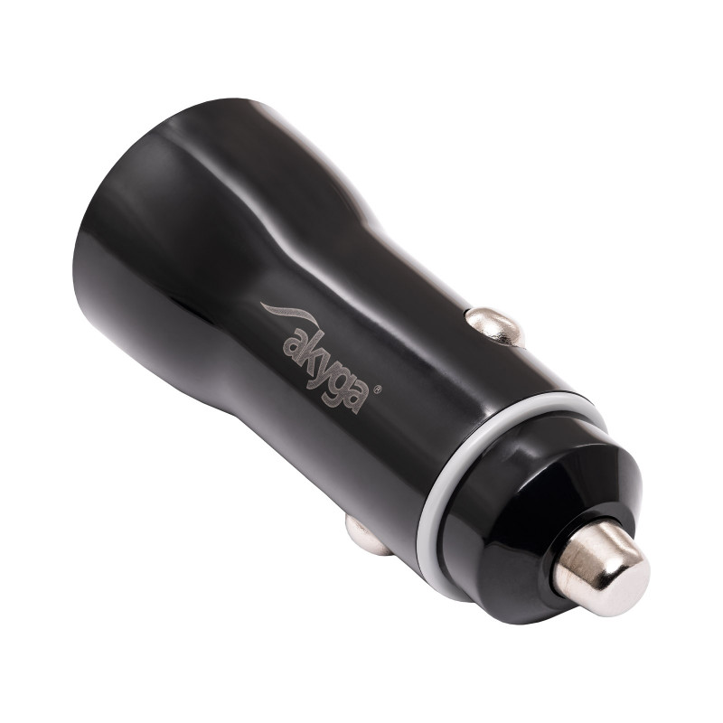 Automašīnas lādētājs 12/24V Akyga AK-CH-16 36W USB-A + USB-C PD Quick Charge 3.0 5-12V / 1.5-3A melns
