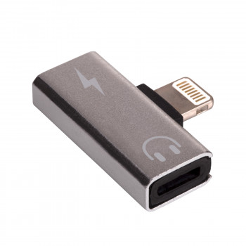 Akyga AK-AD-64 adapteris Lightning (m) uz 2x Lightning (f), sudraba krāsā
