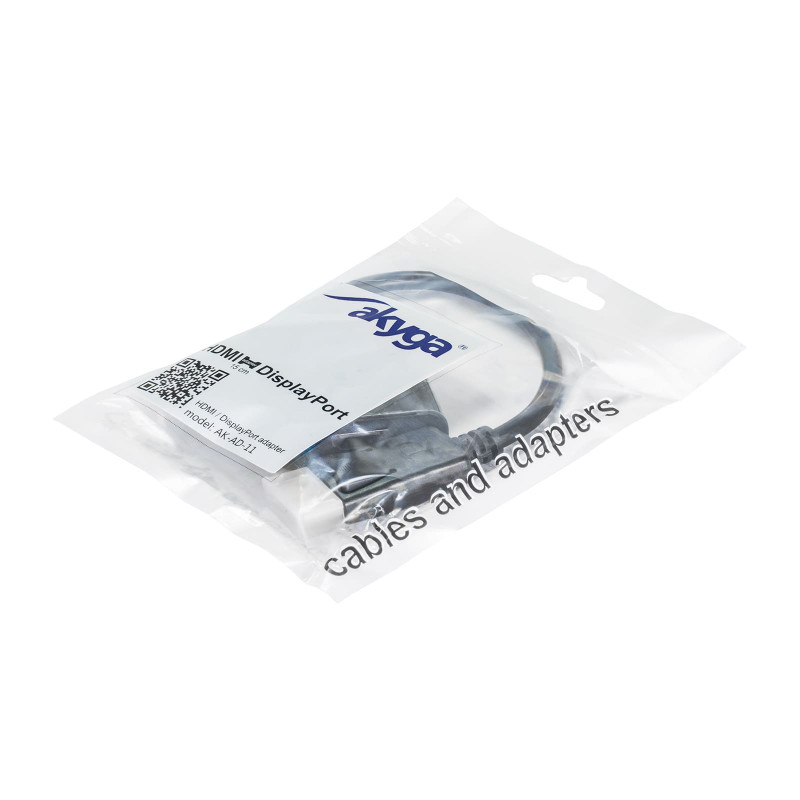 Akyga AK-AD-11 pārveidotāja adapteris ar kabeli DisplayPort spraudnis – HDMI ligzda, 15 cm, melns