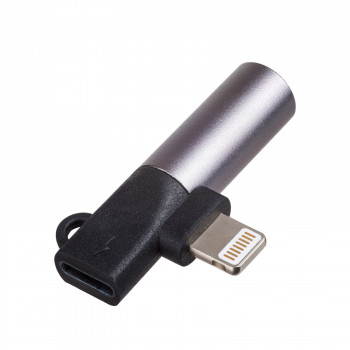 Akyga AK-AD-63 adapteris Lightning (m) uz Lightning (f) + 3,5 mm ligzda (f), melns
