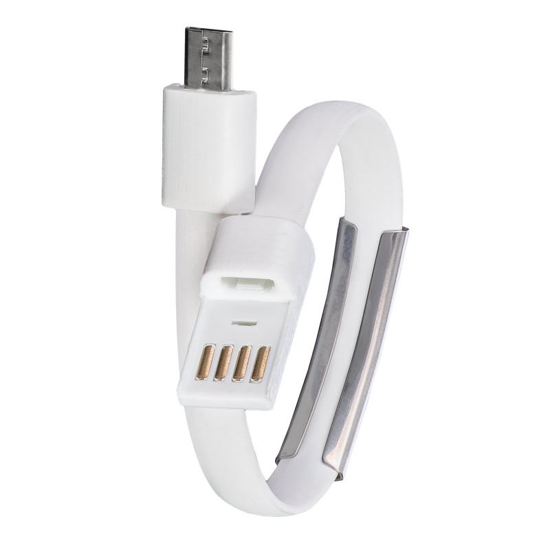 Akyga AK-AD-34 USB kabelis aproces formā, micro USB-B (m) / USB-A, USB 2.0, 23 cm, balts