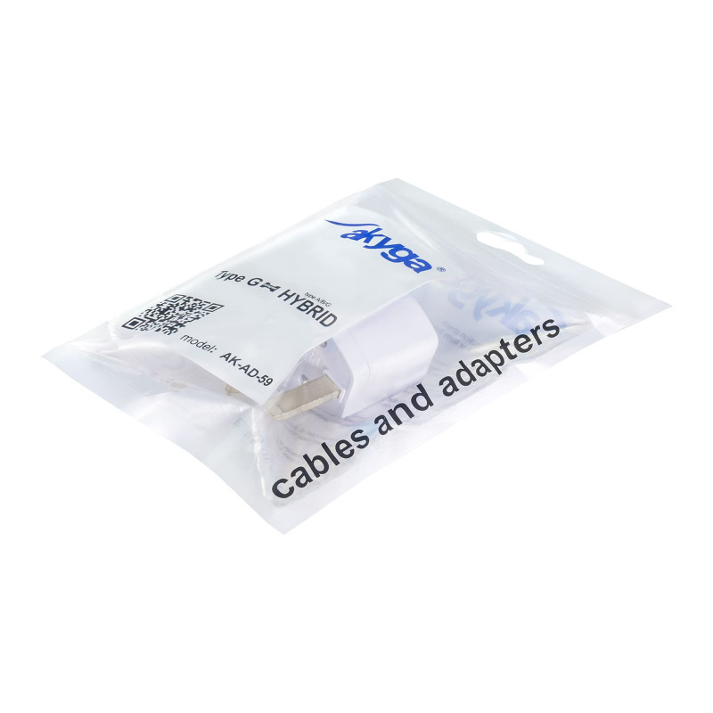 Akyga AK-AD-59 ceļojumu kontaktdakšas adapteris US / AU / EU – UK, 250 V, 10 A, balts