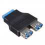 Akyga AK-CA-58 iekšējais USB 3.0 19 kontaktu ligzdas (F) uz 2x USB-A 3.0 (F) adapteris