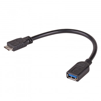 Akyga AK-AD-30 OTG adapteris ar kabeli USB-A 3.0 (ligzda) – Micro-USB 3.0 (spraudnis), 15 cm, melns