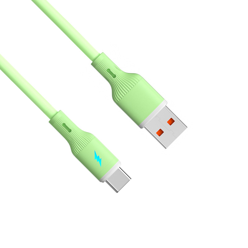 Akyga AK-USB-64 USB kabelis USB-A (m) / USB-C (m), USB 2.0, 18W, 1 m, zaļš, silikona