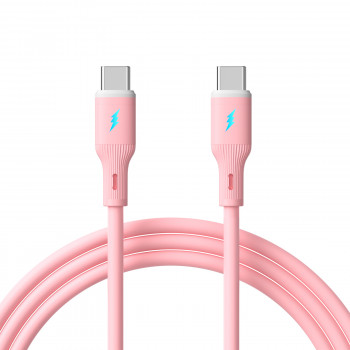 Akyga AK-USB-66 USB kabelis USB-C (m) / USB-C (m), USB 2.0, 60W, 1 m, rozā, silikona