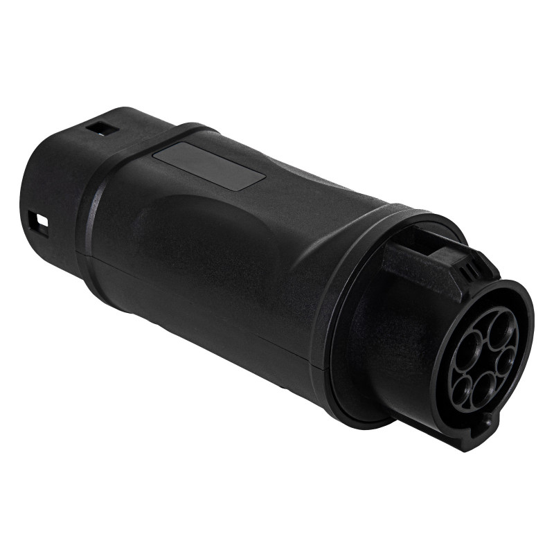 Akyga AK-SC-E09 elektromobiļa uzlādes adapteris Type 1 (J1772) ligzda – Type 2 (IEC 62196-2) spraudnis, 1 fāze, 32 A, melns