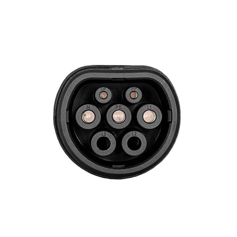 Akyga AK-SC-E09 elektromobiļa uzlādes adapteris Type 1 (J1772) ligzda – Type 2 (IEC 62196-2) spraudnis, 1 fāze, 32 A, melns