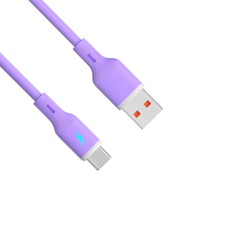 Akyga AK-USB-65 USB kabelis USB-A (m) / USB-C (m), USB 2.0, 18W, 1 m, violets, silikona