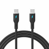 Akyga AK-USB-67 USB kabelis USB-C (m) / USB-C (m), USB 2.0, 60W, 1 m, melns, silikona
