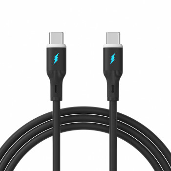 Akyga AK-USB-67 USB kabelis USB-C (m) / USB-C (m), USB 2.0, 60W, 1 m, melns, silikona