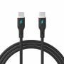 Akyga AK-USB-67 USB kabelis USB-C (m) / USB-C (m), USB 2.0, 60W, 1 m, melns, silikona