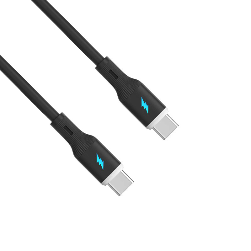 Akyga AK-USB-67 USB kabelis USB-C (m) / USB-C (m), USB 2.0, 60W, 1 m, melns, silikona