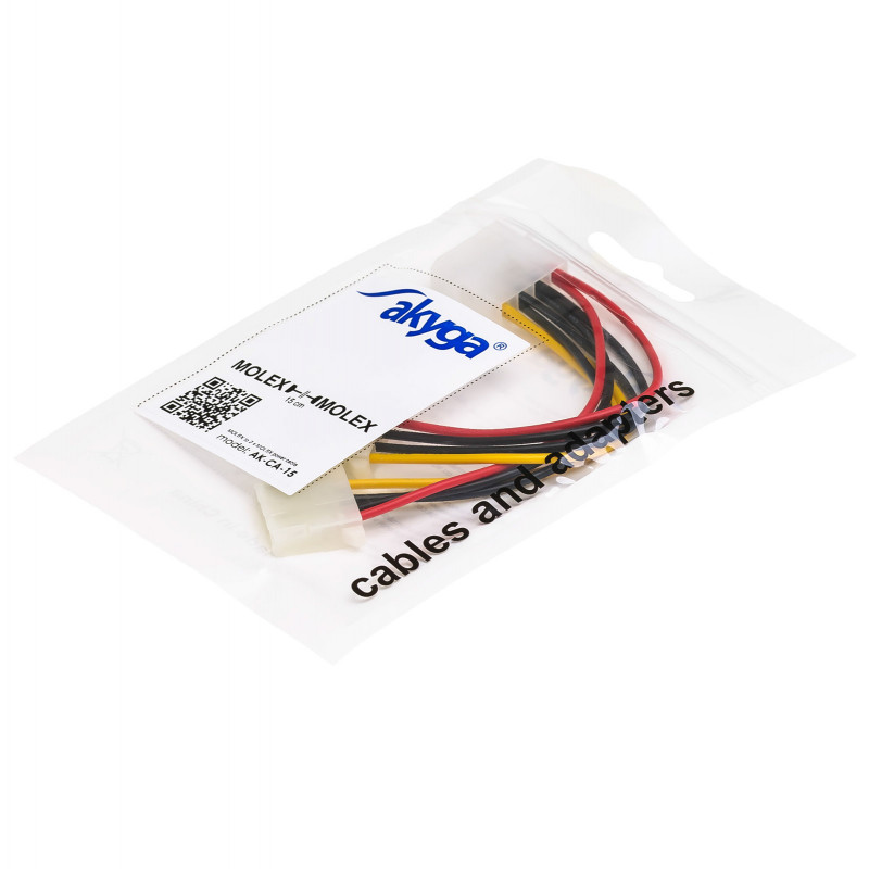 Akyga AK-CA-15 Molex (M) uz 2x Molex (F) barošanas sadalītāja kabelis, 15 cm