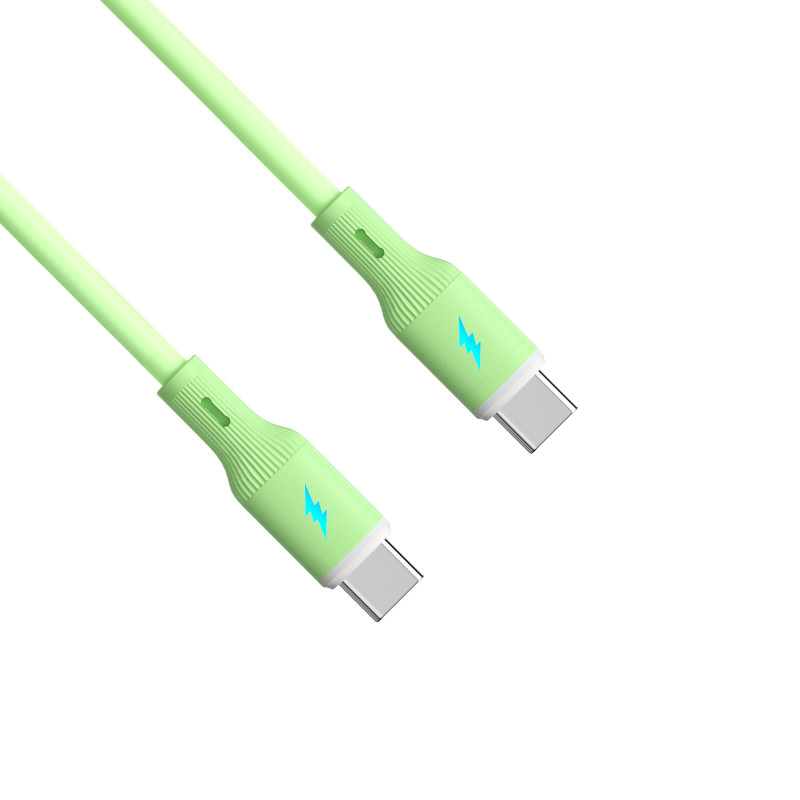 Akyga AK-USB-69 USB kabelis USB-C (m) / USB-C (m), USB 2.0, 60W, 1 m, zaļš, silikona