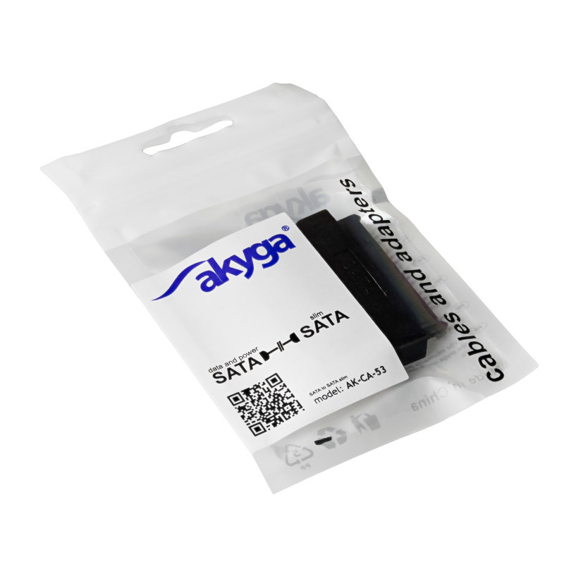 Akyga AK-CA-53 Slim SATA (spraudnis) – SATA 22 kontaktu (ligzda) adapteris, melns