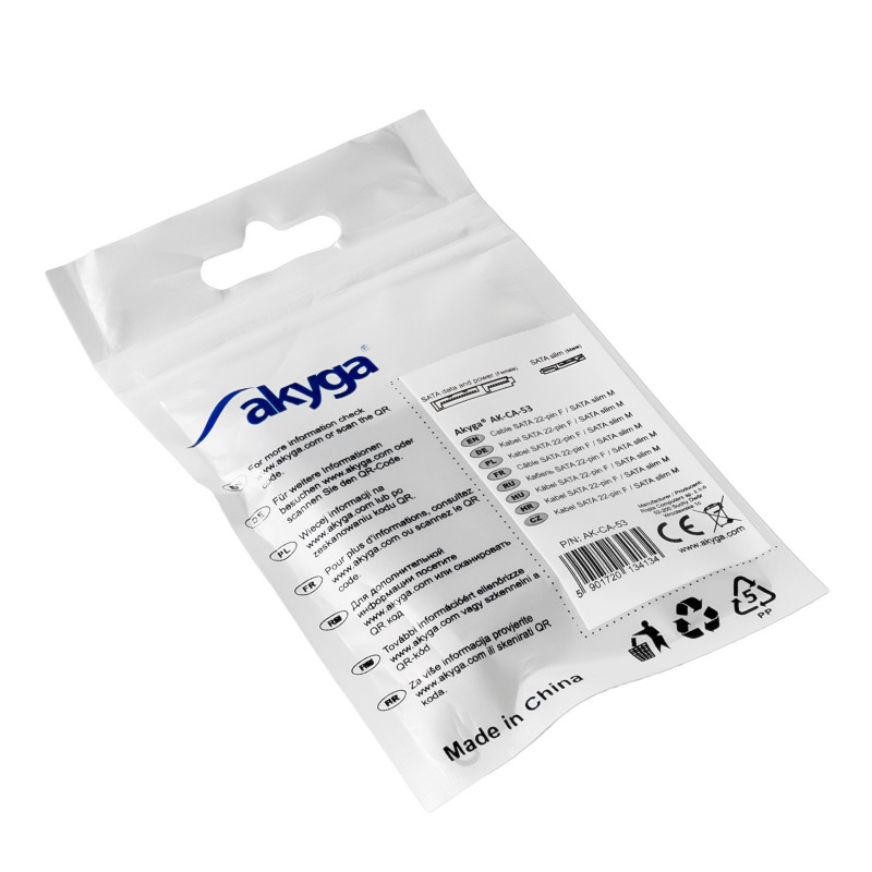 Akyga AK-CA-53 Slim SATA (spraudnis) – SATA 22 kontaktu (ligzda) adapteris, melns