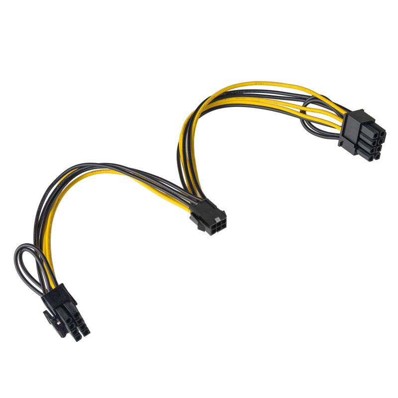 Akyga AK-CA-55 videokaršu barošanas sadalītājs PCI-E 6 kontaktu (ligzda) – 2x PCI-E 6+2 kontaktu (spraudnis), 2x 15 cm