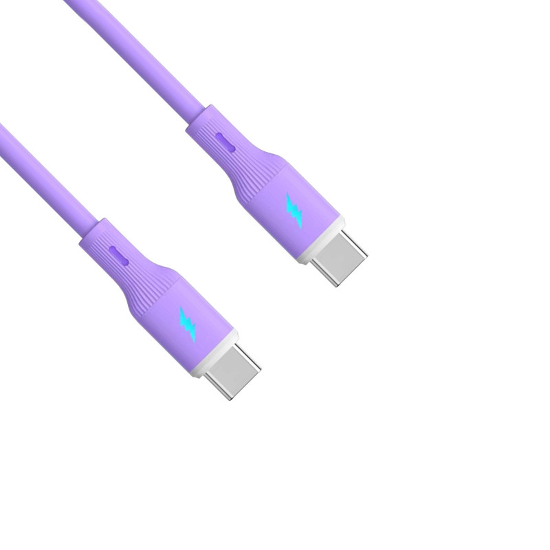 Akyga AK-USB-70 USB kabelis USB-C (m) / USB-C (m), USB 2.0, 60W, 1 m, violets, silikona