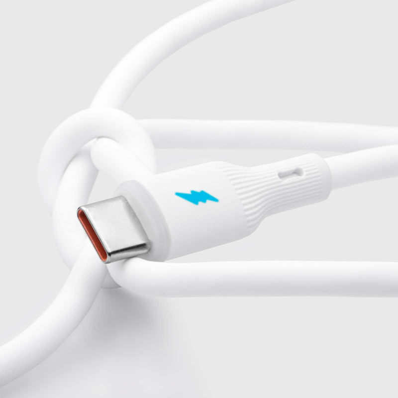 Akyga AK-USB-59 USB kabelis USB-A (m) / USB-C (m), USB 2.0, 12W, 1 m, balts, silikona