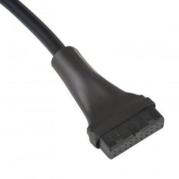 Akyga AK-CA-75 iekšējais USB 2.0 9 kontaktu (M) uz USB 3.0 19 kontaktu (F) mātesplates adaptera kabelis, 20 cm, melns