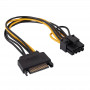 Akyga AK-CA-80 SATA barošanas uz PCIe 6+2 kontaktu adaptera kabelis, 15 cm