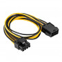 Akyga AK-CA-82 PCIe 8 kontaktu (6+2) barošanas pagarinājuma kabelis, 6+2 kontaktu (M) uz 8 kontaktu (F), 40 cm