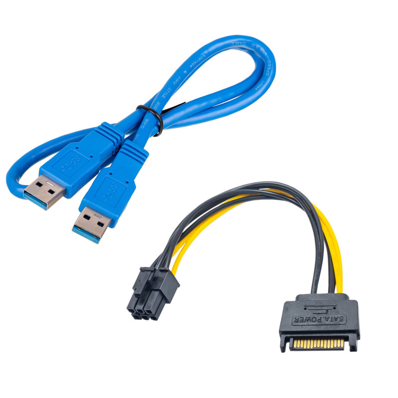 Akyga AK-CA-64 PCIe x1 uz x16 paplašinājuma komplekts ar 55 cm USB 3.0 kabeli