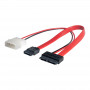 Akyga AK-CA-45 Slimline SATA adaptera kabelis, Slim SATA (ligzda) – SATA datu (ligzda) + Molex (spraudnis), 2x 20 cm