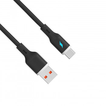 Akyga AK-USB-62 USB kabelis USB-A (m) / USB-C (m), USB 2.0, 18W, 1 m, melns, silikona