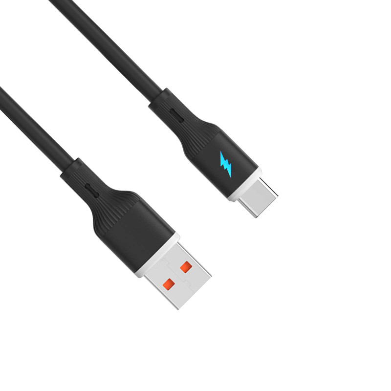 Akyga AK-USB-62 USB kabelis USB-A (m) / USB-C (m), USB 2.0, 18W, 1 m, melns, silikona