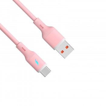 Akyga AK-USB-61 USB kabelis USB-A (m) / USB-C (m), USB 2.0, 18W, 1 m, rozā, silikona