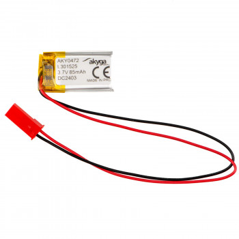 Akyga AKY0472 LP301525 Li-Po akumulators 3,7 V 85 mAh ar PCM, JST 2,54 mm 2 kontaktu savienotāju, 150 mm vadiem