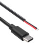 Akyga AK-SC-38 USB-C (spraudnis) servisa kabelis ar atvērtu galu, 10 W (5 V / 2 A), 1 m, melns