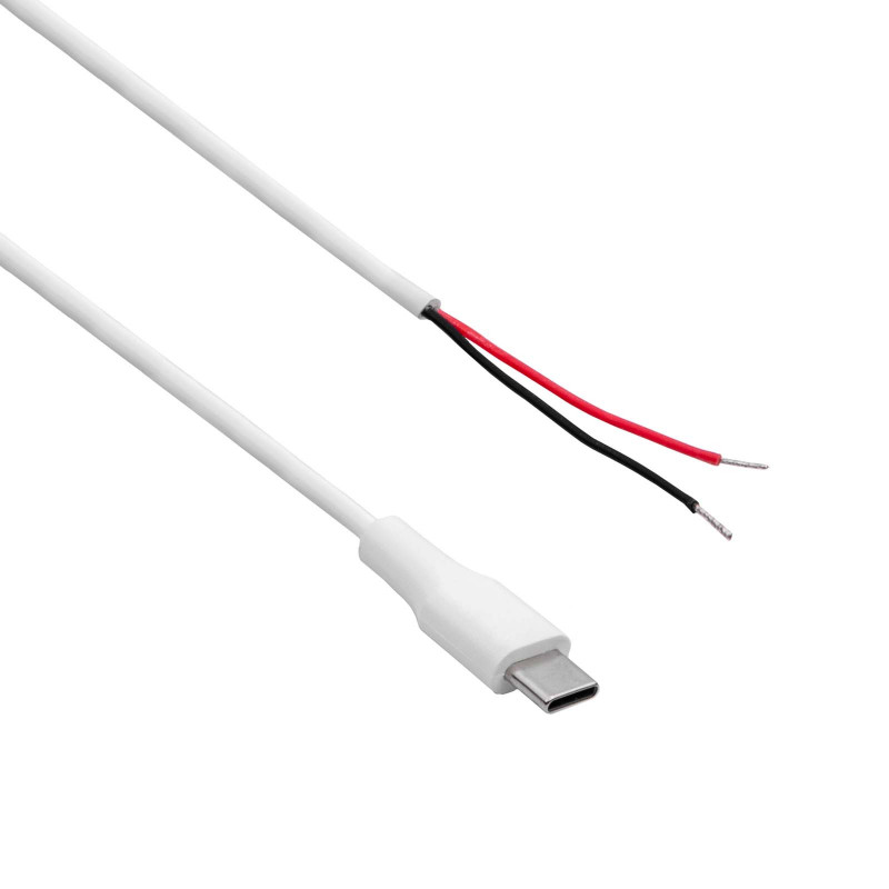 Akyga AK-SC-40 USB-C (spraudnis) servisa kabelis ar atvērtu galu, 60 W (20 V / 3 A), 1 m, balts