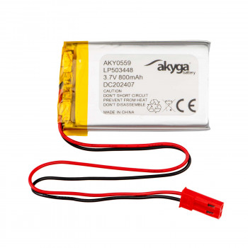 Akyga AKY0559 LP503448 Li-Po akumulators 3,7 V 800 mAh ar PCM, JST 2,54 mm 2 kontaktu savienotājs, 150 mm vadi