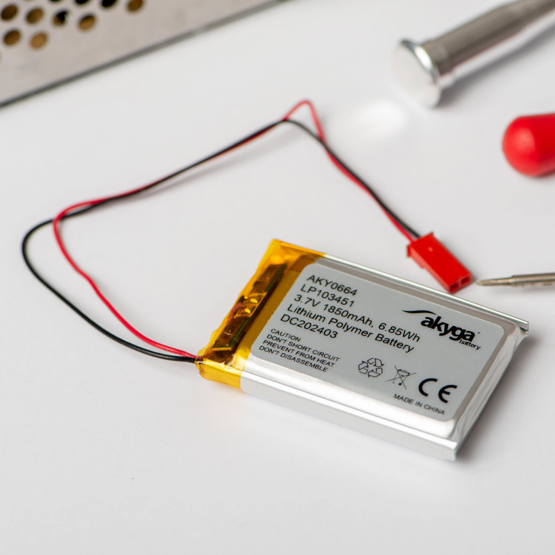 Akyga AKY0559 LP503448 Li-Po akumulators 3,7 V 800 mAh ar PCM, JST 2,54 mm 2 kontaktu savienotājs, 150 mm vadi