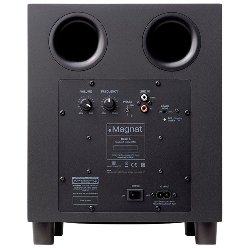 Magnat Base 8 aktīvais subwoofers, melnā krāsā