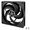 Arctic P14 Value Pack 140 mm korpusa ventilatoru komplekts (5 gab.), melni